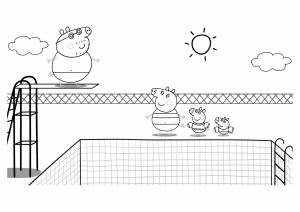 Раскраска «Свинка Пеппа в бассейне»