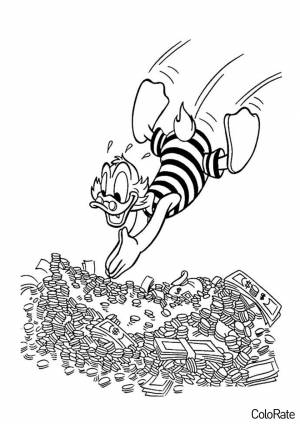 Раскраска Скрудж и его денежный бассейн