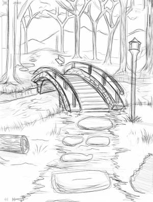 Рисунок парка карандашом