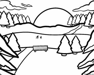 Раскраска зимний пейзаж