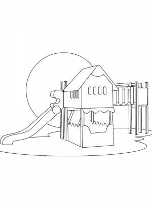 Картинка Детская площадка раскраска на листе  для девочек