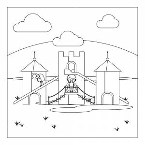 Раскраска детская площадка  и