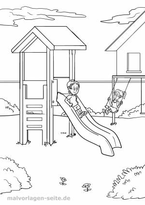 Детская площадка раскраска для детей