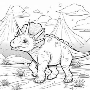 Природа динозавров детская игровая площадка книга для раскраски с трицератопами и живописными видами