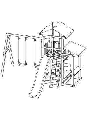 Раскраска Детская площадка  листе