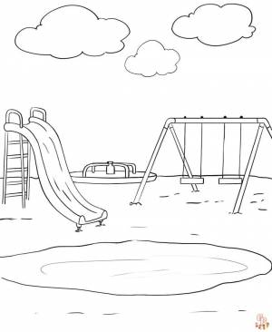 Наслаждайтесь веселой игрой с детской площадкой Раскраски