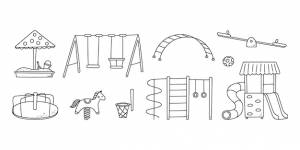 Нарисованные рукой объекты детской площадки