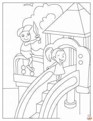 Наслаждайтесь веселой игрой с детской площадкой Раскраски