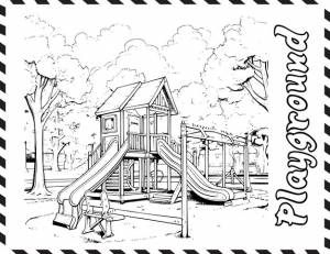 Детская игровая площадка красивые страницы рисунок для детей