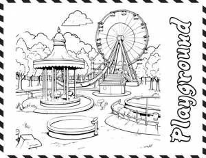 Детская игровая площадка красивые страницы рисунок для детей