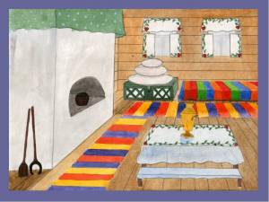 Интерьер русской избы детские рисунки