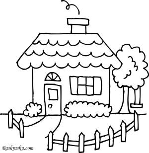 Раскраски дом, Раскраска Детский домик Дом