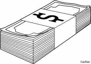 Раскраска Банкноты в пачке