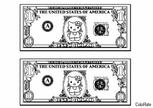 Раскраска Банкнота Hello Kitty