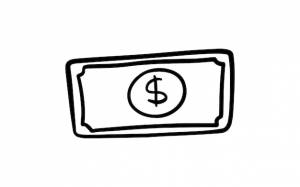 Бумажные деньги доллар оплата каракули линейный мультфильм книжка-раскраска