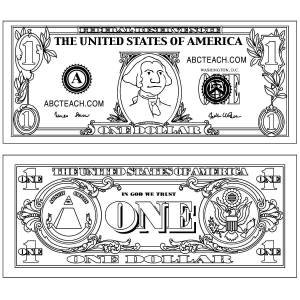 Раскраски деньги, Раскраска Значок доллара Деньги