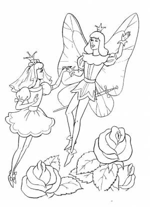 Раскраски Раскраска Дюмовочка и принц