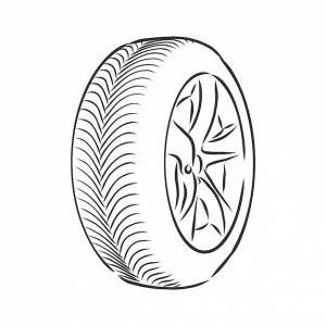 Колесо автомобиля эскиз icon векторный изолированные на фоне