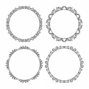 Цветочный круг рамка контур дикий цветок линия рамка искусство рисунок вектор