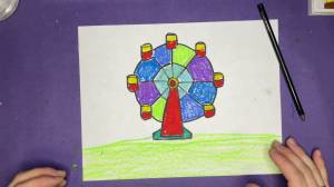 Как нарисовать Колесо Обозрения Просто