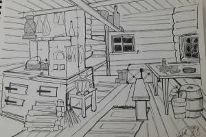Изба карандашом