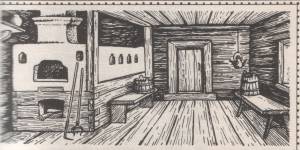 Изба внутри рисунок карандашом