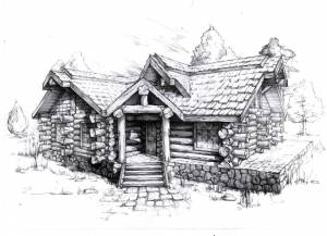 Русская избушка рисунок
