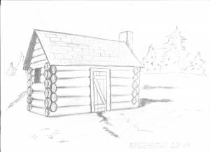 Легкий рисунок избы