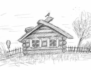 Как нарисовать избу пошагово карандашом