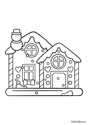 Раскраска Простой пряничный домик