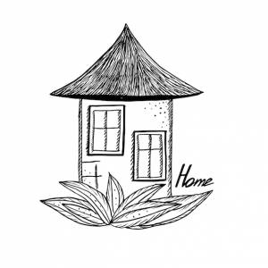 Дом-каракули сказочный детский рисунок сказочное природное жще небольшой уютный дом
