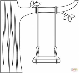 Раскраска Качели на дереве