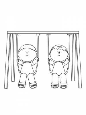 Раскраска Качели картинка в формате  онлайн