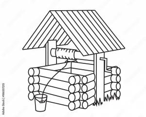 Деревянный колодец Stock Vector