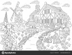 Zentangle стзованный загородный особняк Векторное изображение ©Sybirko 169322204