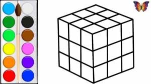 Toy RUBIKS CUBE coloring and drawing with Colorful Colors for kids, toddlers