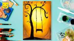 как нарисовать качели