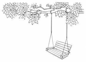 Качели на векторе ветки