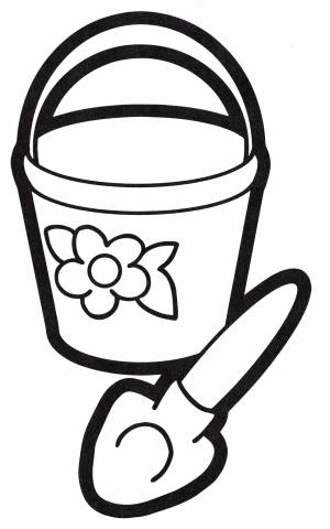 Раскраска Игрушечное ведерко и лопатка