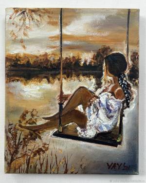 Картина девушка на качелях в интернет-магазине Ярмарка Мастеров по цене 2090 ₽