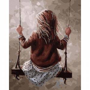 Девочка на качелях Раскраска картина по номерам на холсте ZX 23559