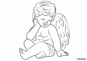 Раскраска Скульптура Младенец ангел