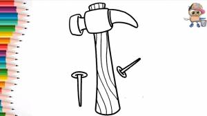 Раскраска для детей МОЛОТОК И ГВОЗДИ