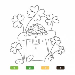 Золотые монеты в кепке книжка-раскраска для детей ручной рисунок изолированный на белом фоне день святого патрика