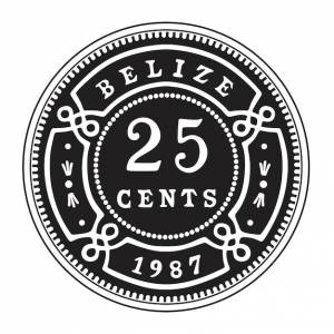 Белизская монета 25 центов 1987 года, коллекция силуэтов ручной работы
