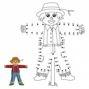 Точка за точкой пугало раскраски для детей