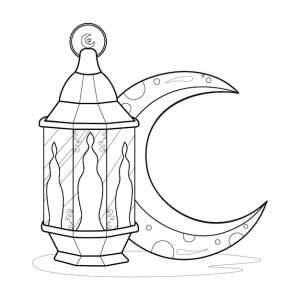 Раскраска фонарь и месяц