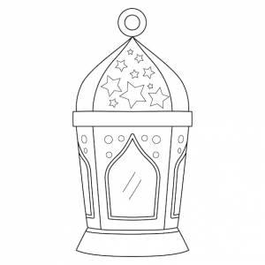 Рамадан фонарь изолированная страница раскраски для детей