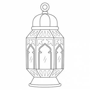 Рамадан фонарь изолированная страница раскраски для детей