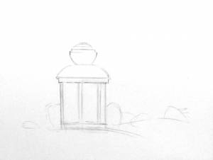 Новогодний фонарь акварелью